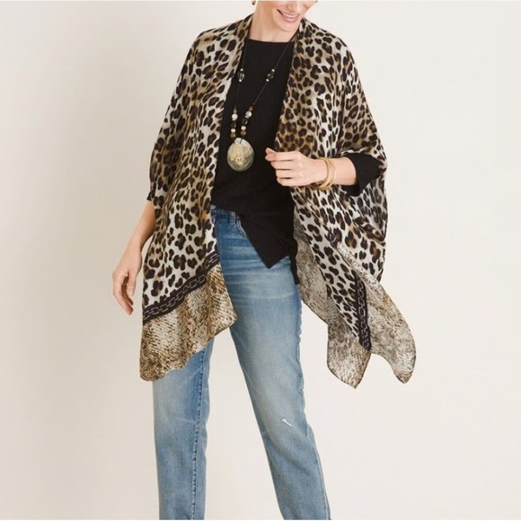 NWT Chico’s Leopard Ruana Shawl - Picture 1 of 5